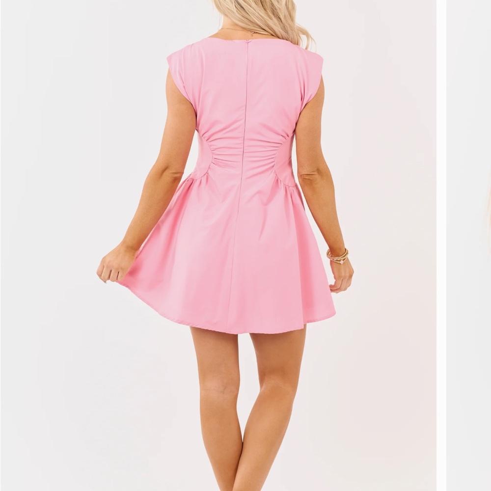 Pink Ruched Mini Dress - Picture 3 of 5